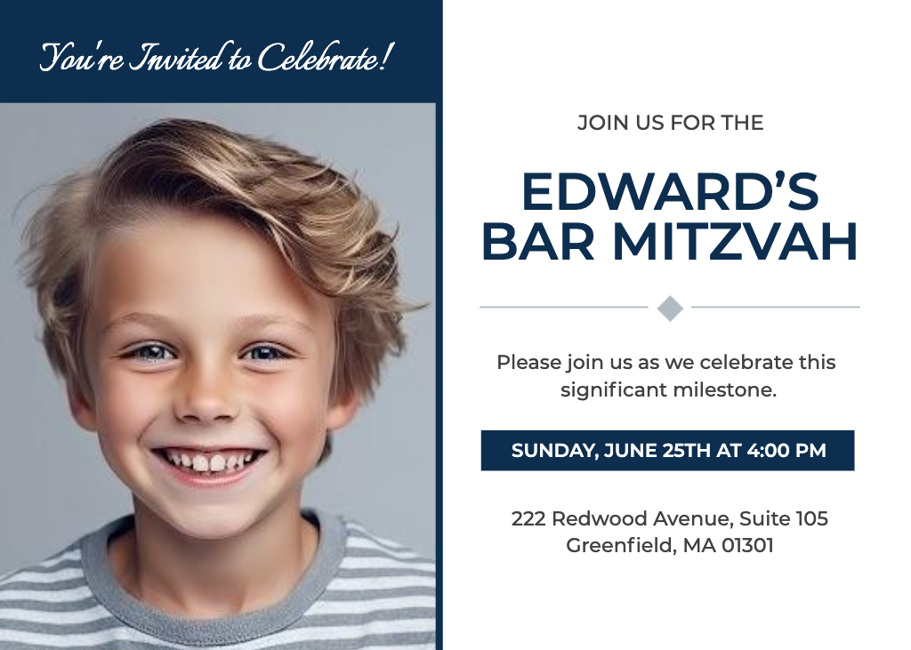Template Blue Navy Celebration Invitation for Bar Mitzvah