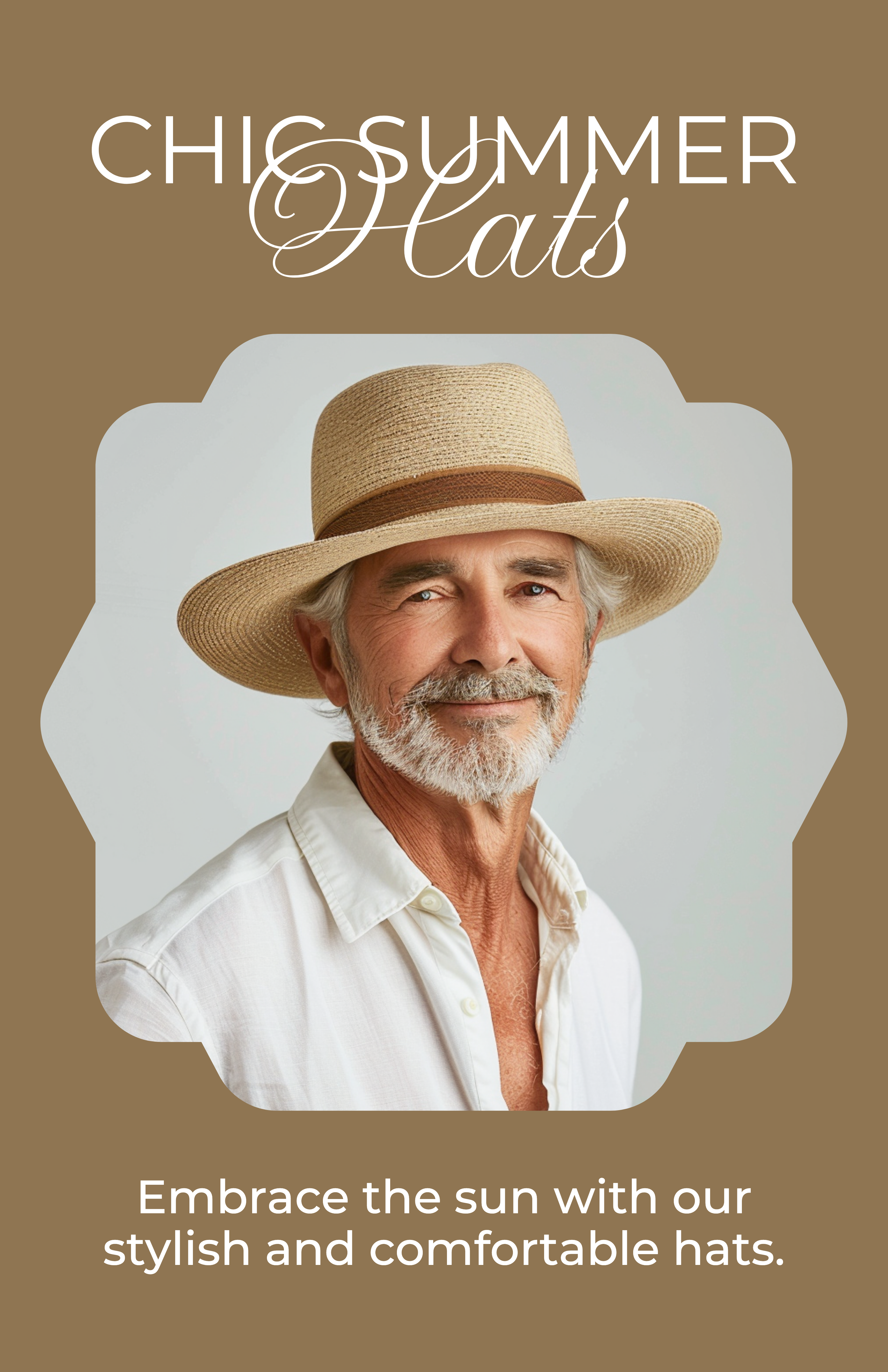 Template Stylish Summer Hats Poster in Brown