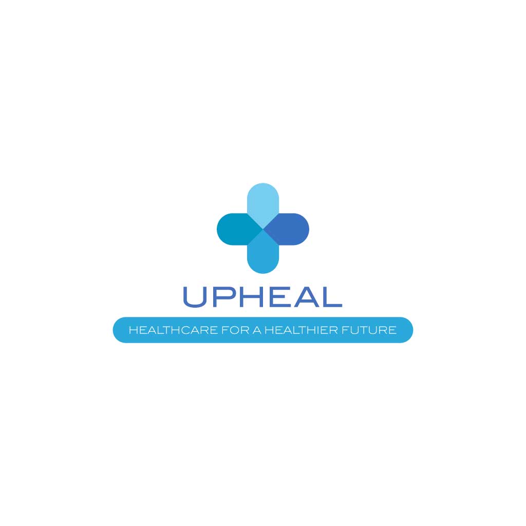 Sleek Healthcare Logo Blue and White Design