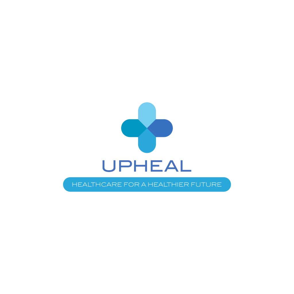 Template Sleek Healthcare Logo Blue and White Design