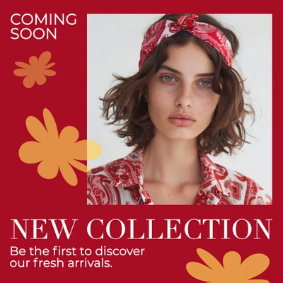 Template New Collection Instagram Square Post in Red