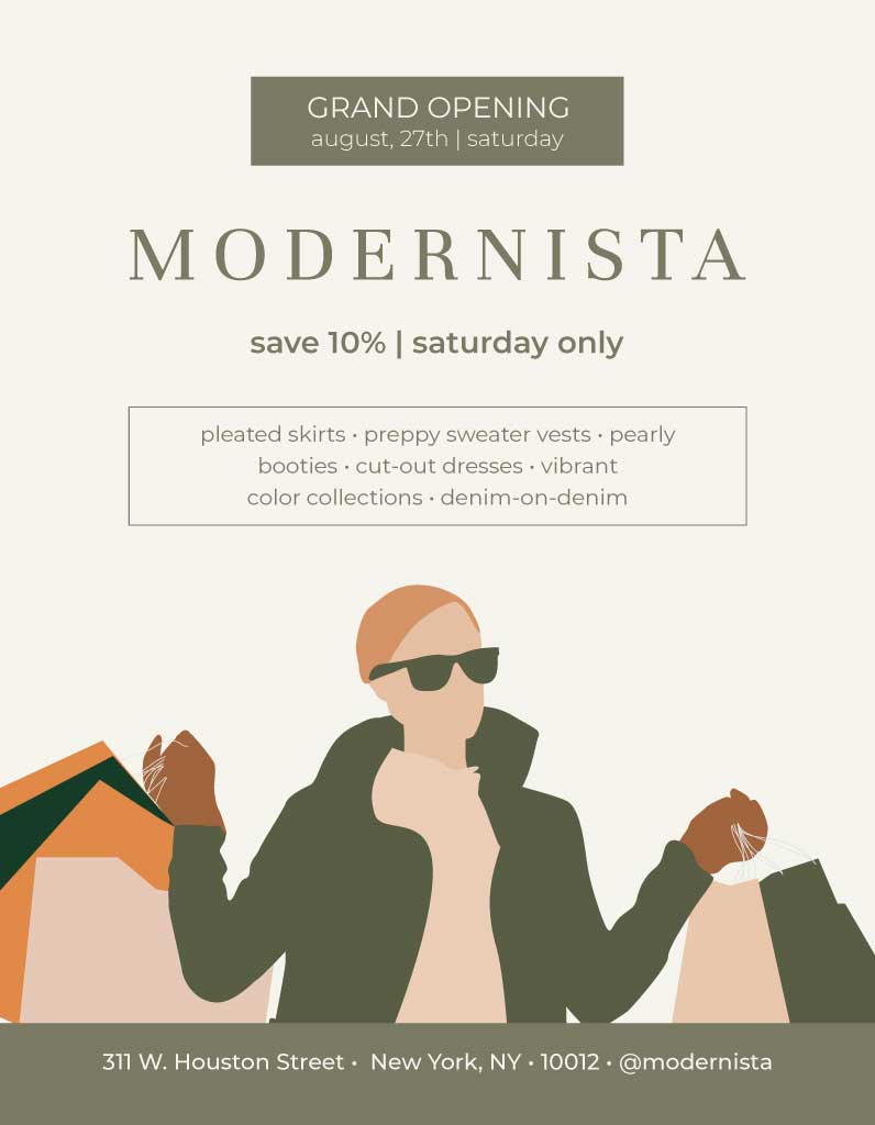 Chic Olive Modernista Store Opening Poster