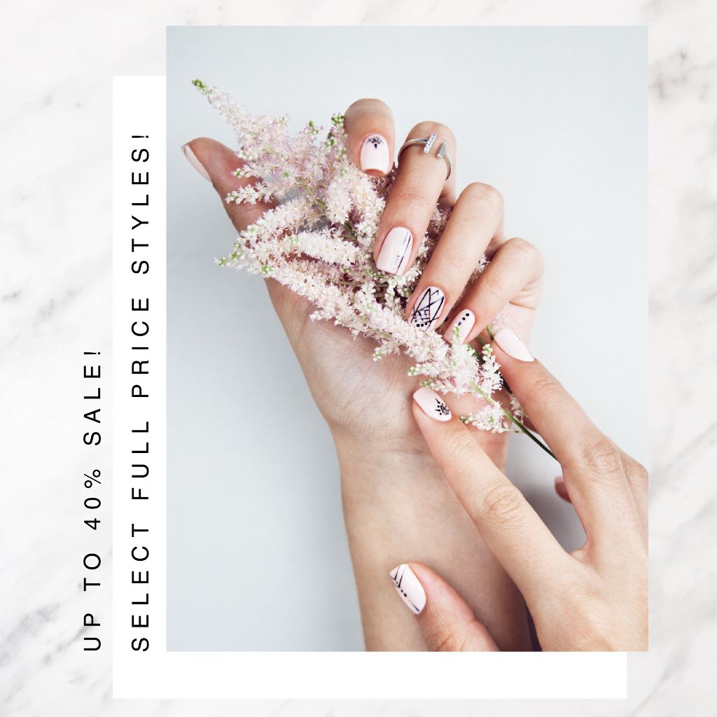 Chic Beauty Sale Ad with Pastel Nail Art