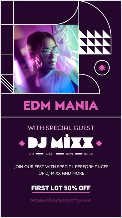 Template Electric Nights Purple Event Poster Design