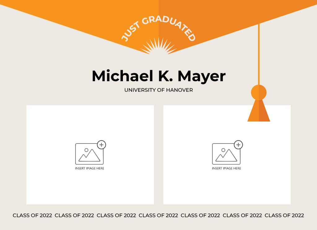 Elegant Graduation Announcement Poster in Orange and White