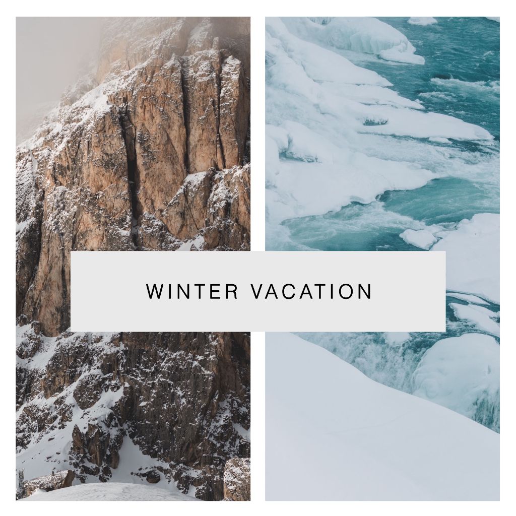 Chilly Winter Escape Poster Design Blue White