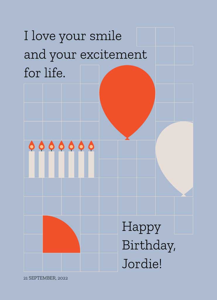 Chic Blue and Orange Birthday Post Template