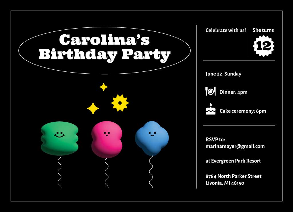 Colorful Cheerful Birthday Bash Invitation Poster