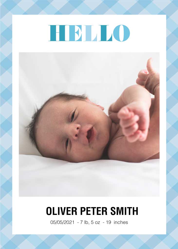 Baby Birth Announcement Blue White Poster