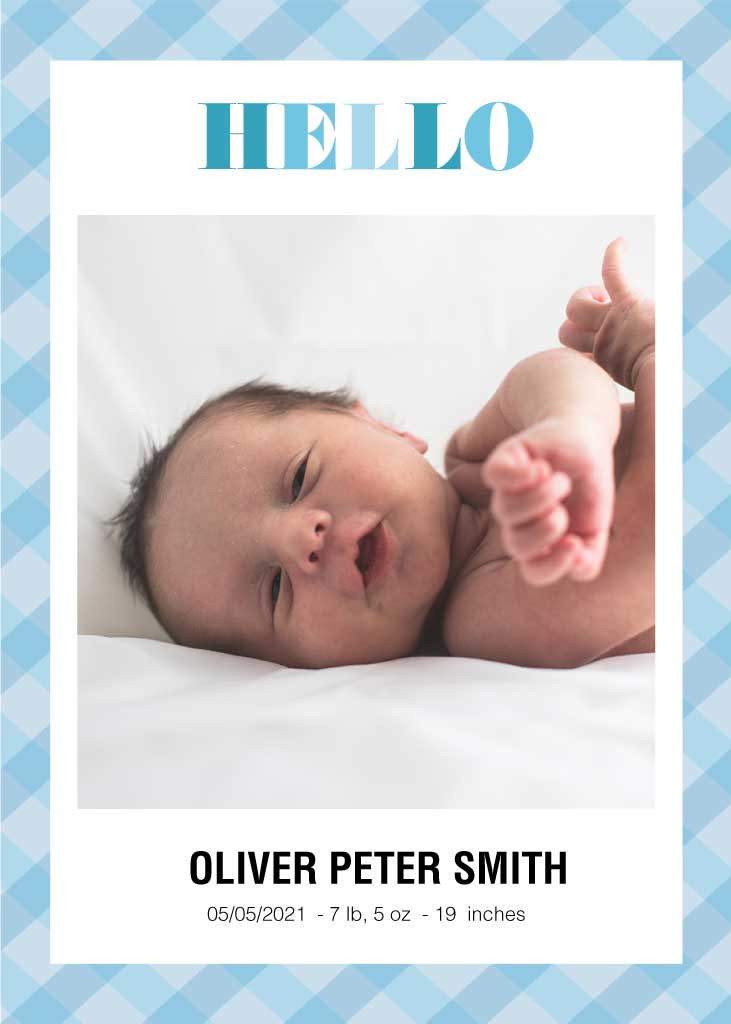 Template Baby Birth Announcement Blue White Poster