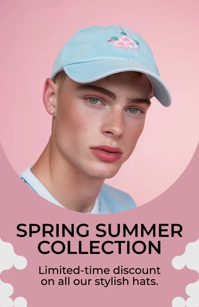 Template Trendy Pink and Blue Hat Poster