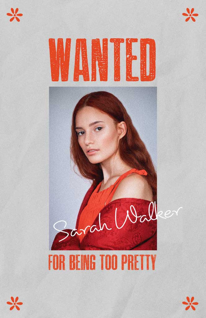 Quirky Orange WANTED Poster Template