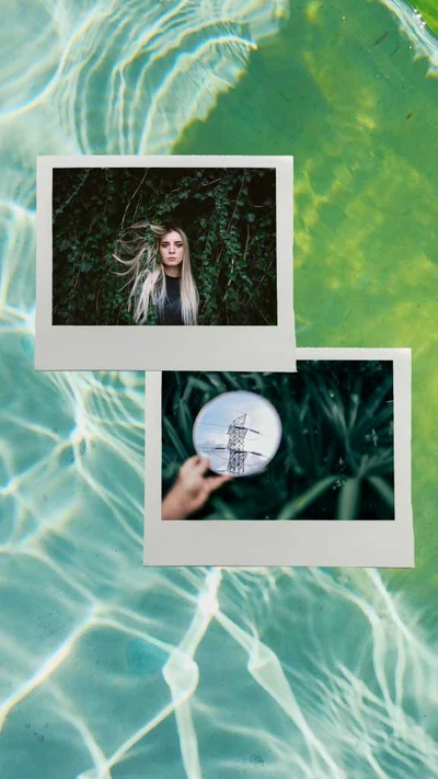 Template Cool Blue and Green Photo Collage Post