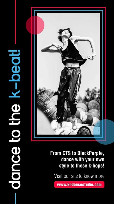 Template Energetic Dance Class Poster with Pink and Black Accents