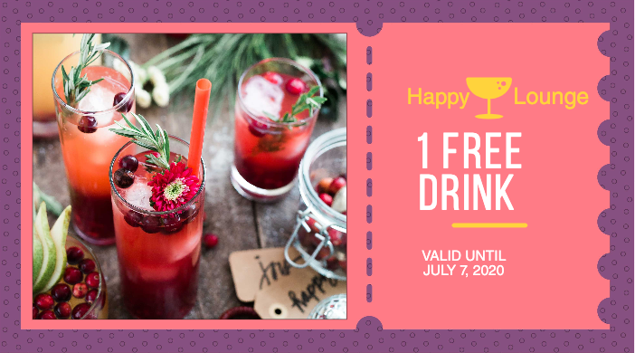 Template Vibrant Coral Drink Voucher Design Template