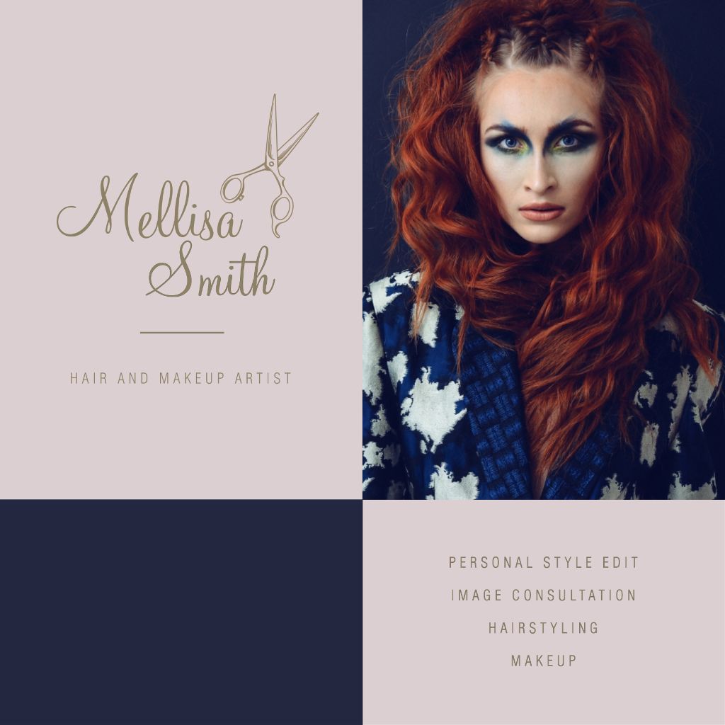 Elegant Hair and Makeup Artist Poster in Blue Navy