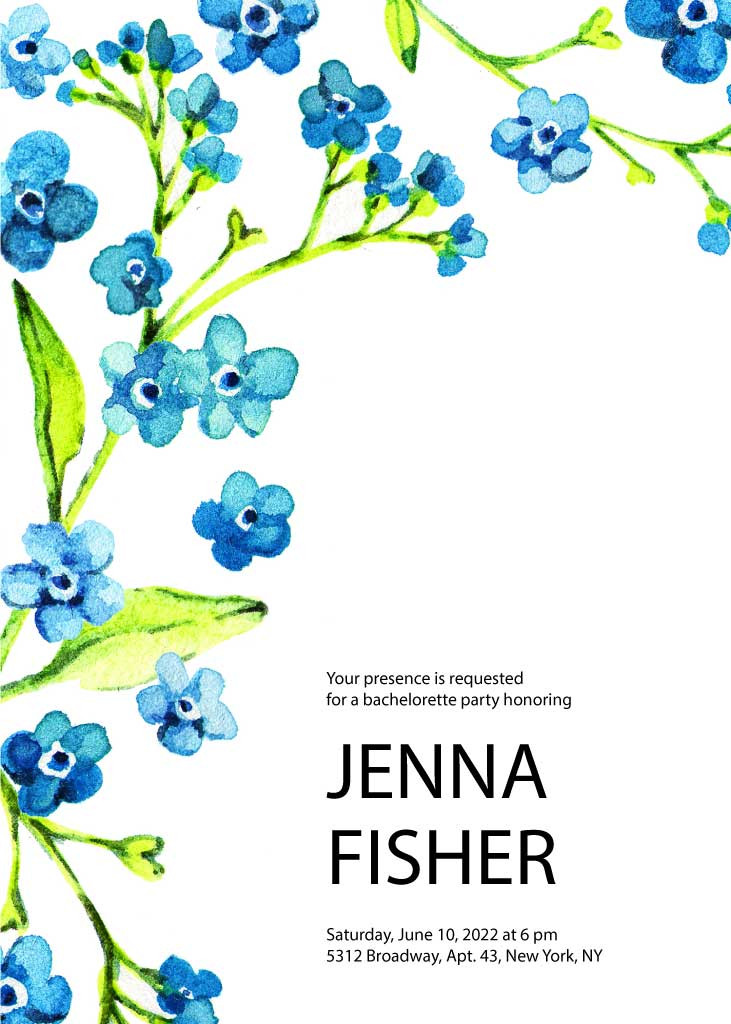 Template Elegant Blue Floral Party Invitation Post