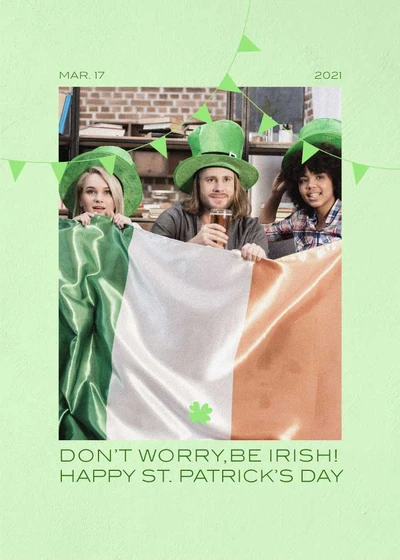 Template Cheerful Green and White St. Patrick's Day Poster