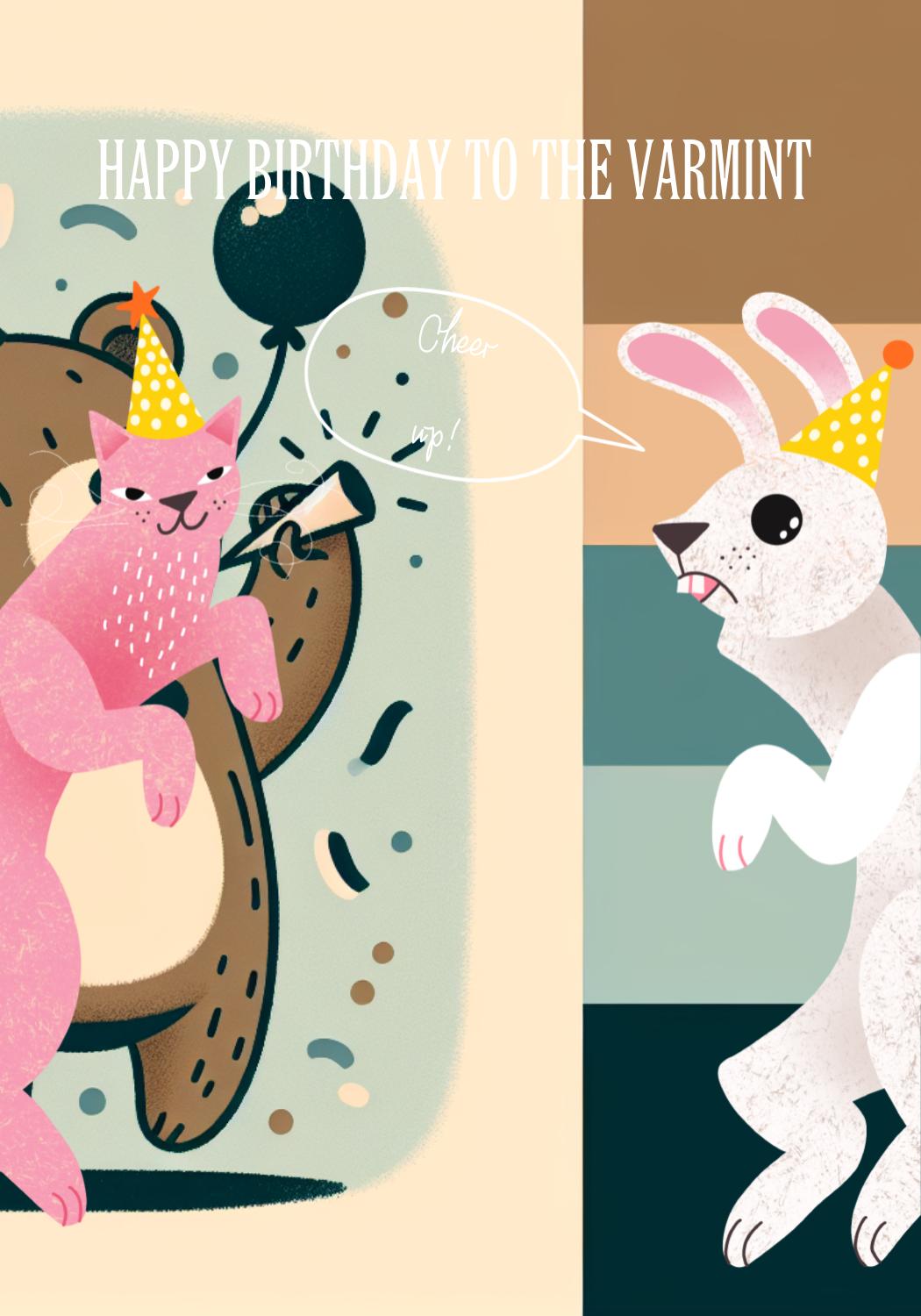 Whimsical Birthday Post with Pink and Teal Animals