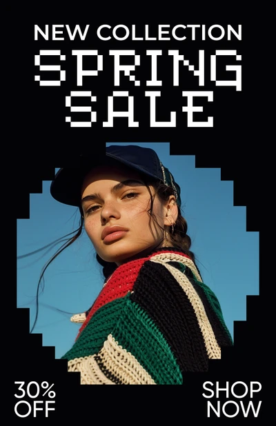 Template Exciting Black Spring Sale Poster Design