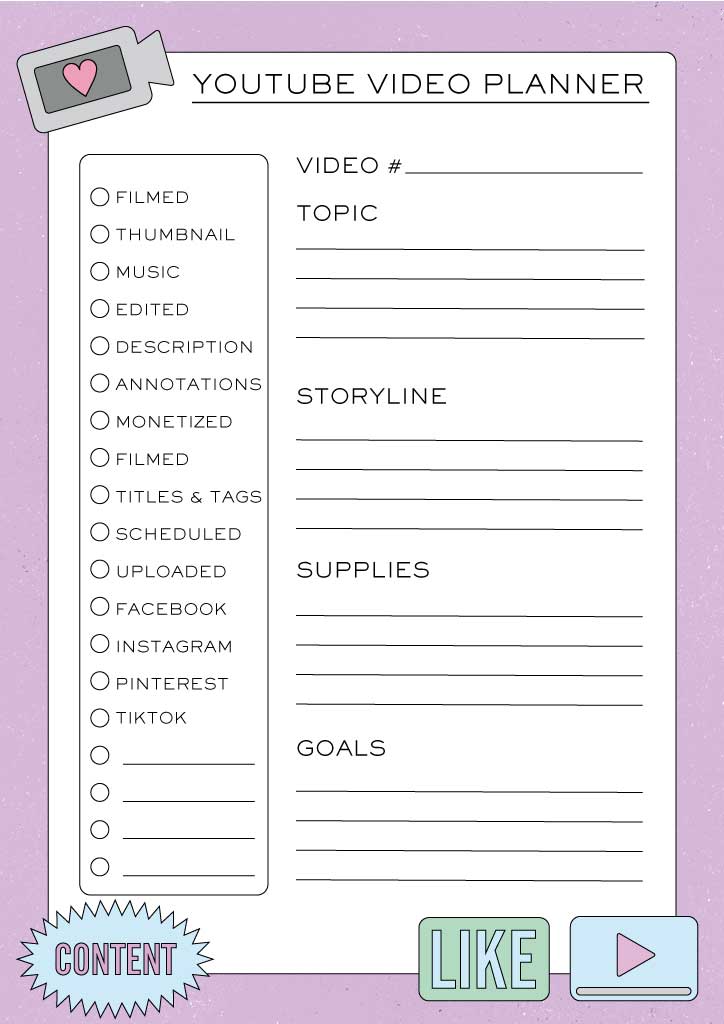 Lilac Themed YouTube Video Planner Post