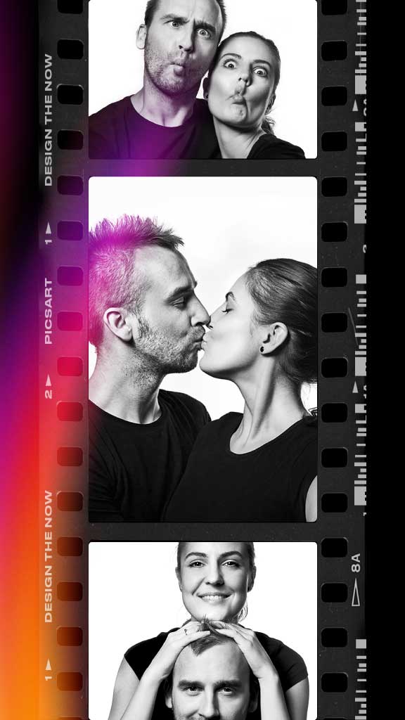 Black and White Filmstrip Couple Post