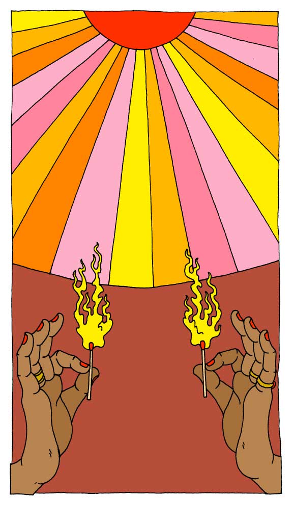 Sunburst Meditation Poster in Warm Tones