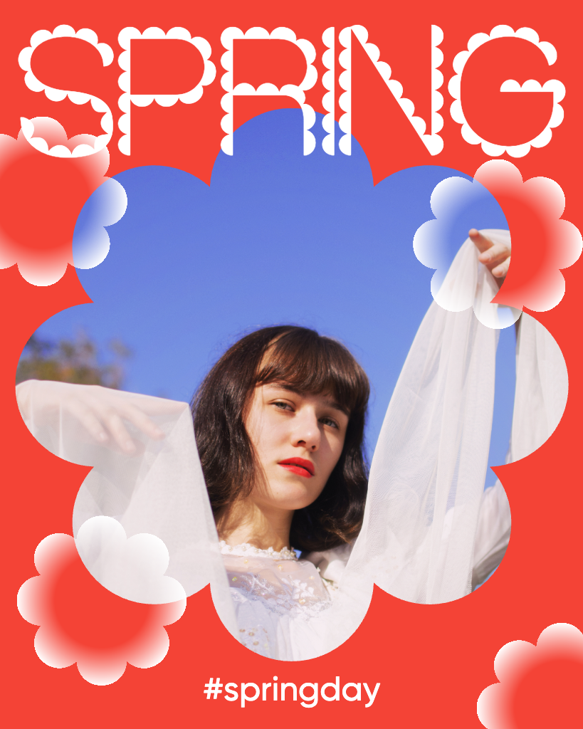 Vibrant Spring Day Instagram Portrait Post Red Blue