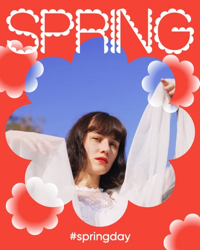 Vibrant Spring Day Instagram Portrait Post Red Blue