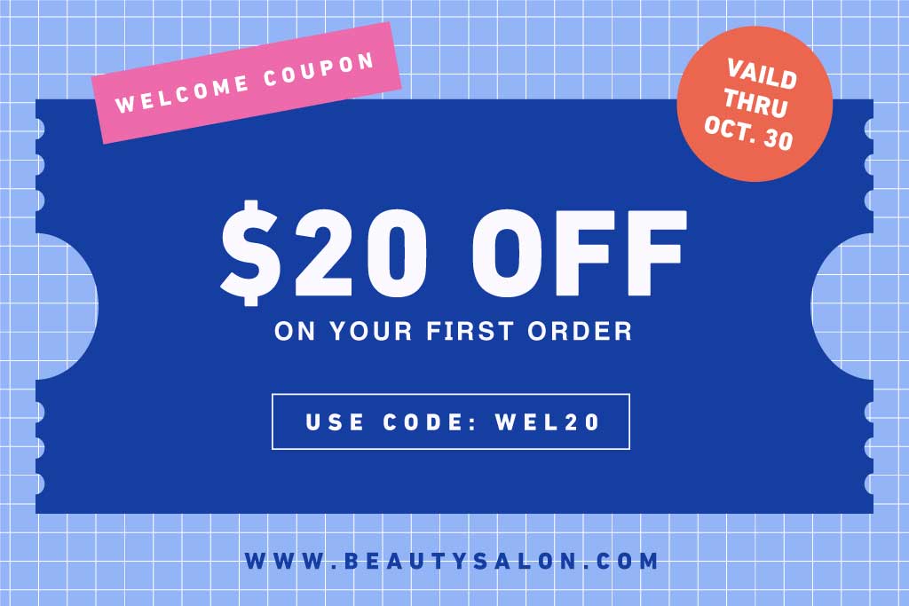 Chic Blue Welcome Voucher Design with Pink Accents