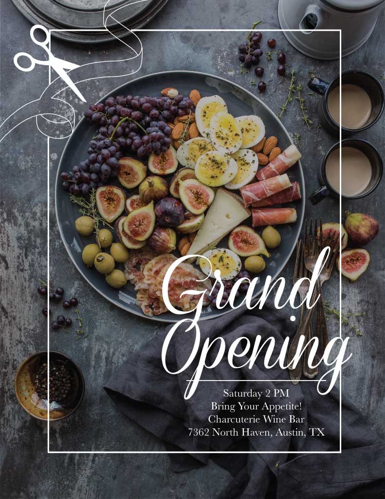 Elegant Charcuterie Opening Poster in Slate Grey