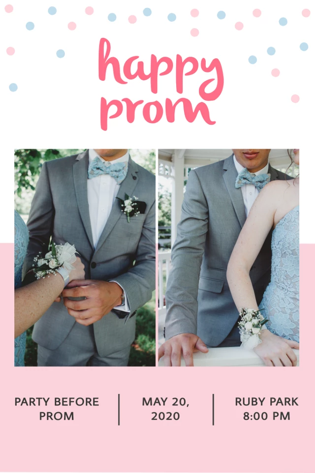 Chic Gray and Pink Prom Night Poster