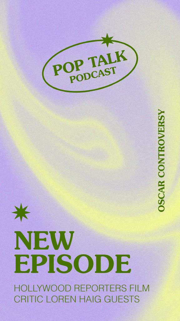 Template Trendy Green and Purple Podcast Post Template