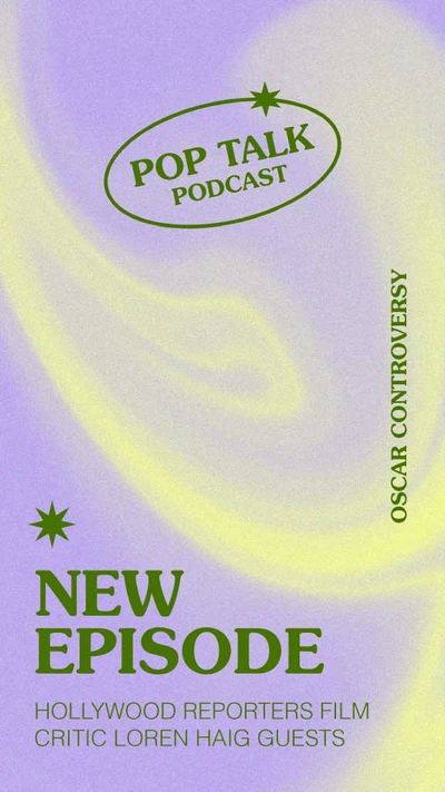 Template Trendy Green and Purple Podcast Post Template