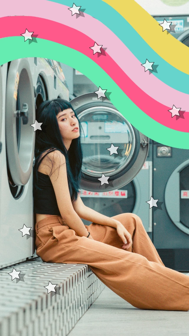 Chic Laundromat Lifestyle Poster with Pastel Accents