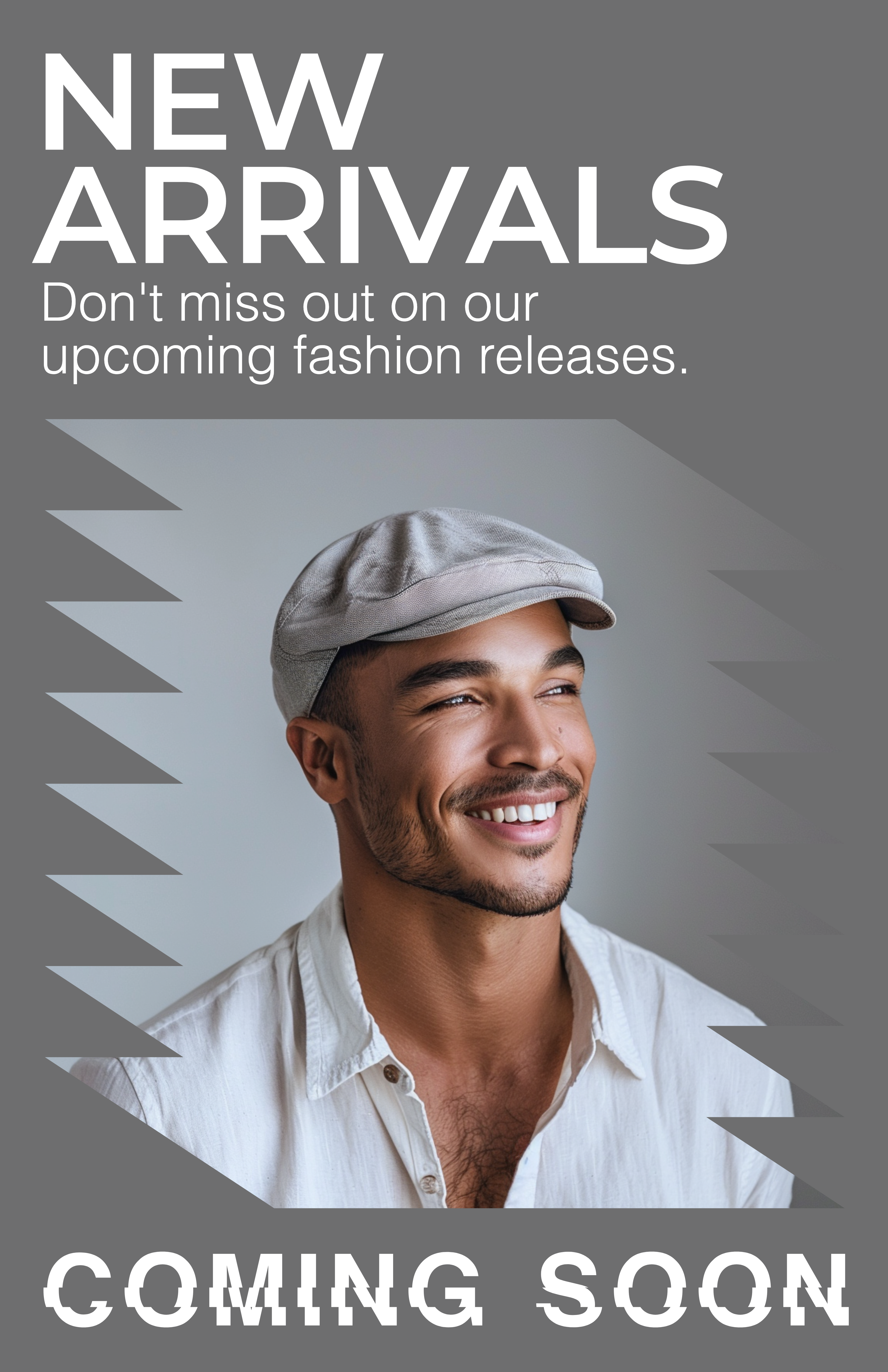 Template Chic Gray Fashion Arrivals Poster Design