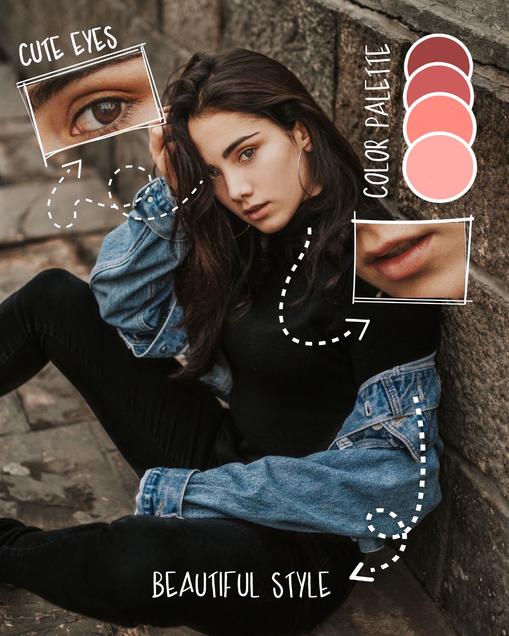 Chic Denim Fashion Poster Design in Coral