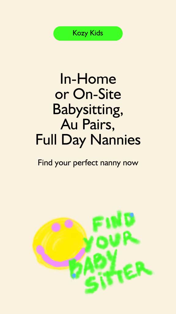 Cozy Kids Babysitting Service Ad Green and Yellow