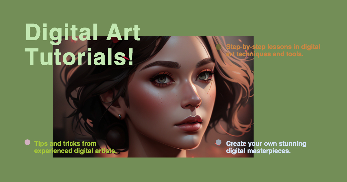 Creative Digital Art Tutorials Poster in Olive Green