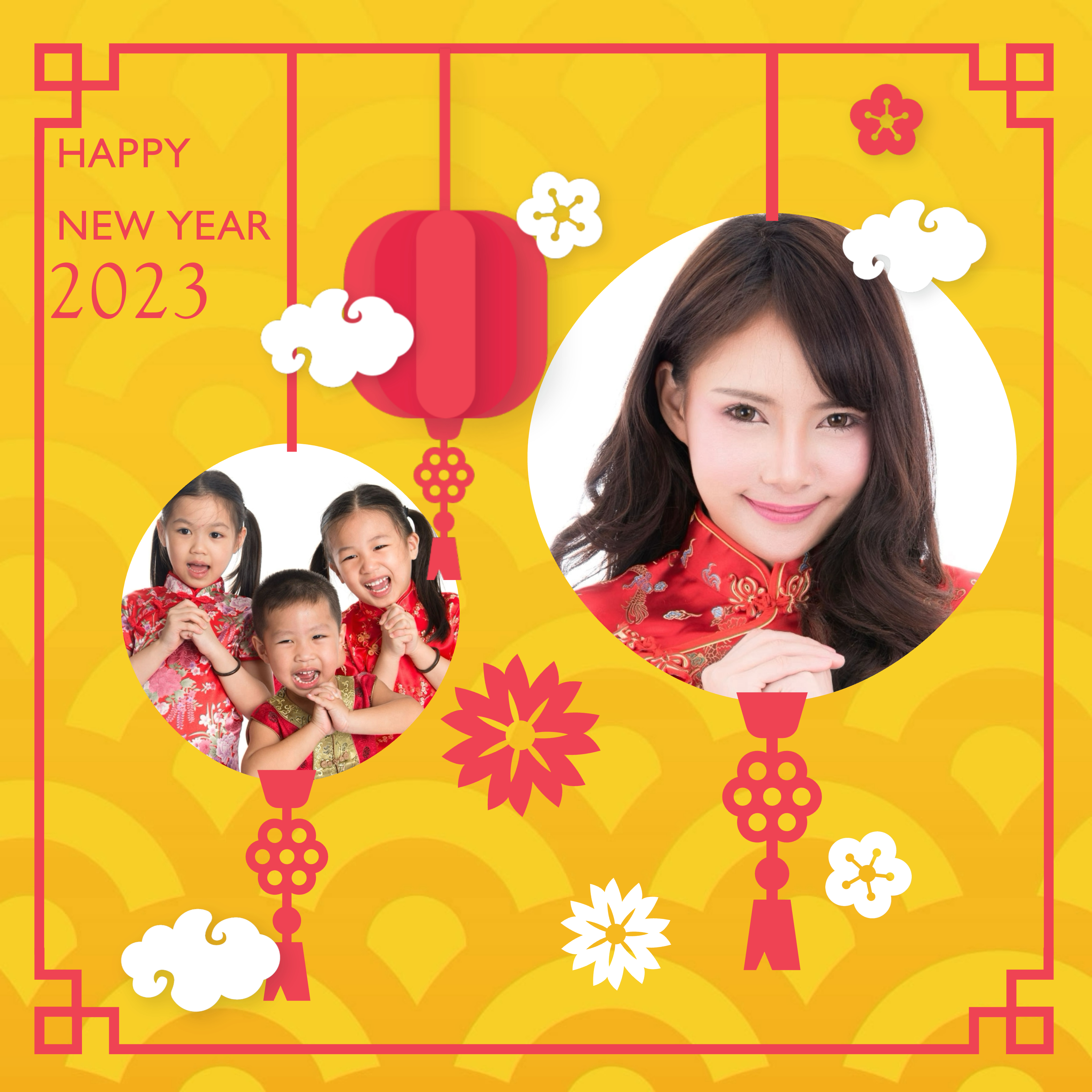 Vibrant New Year Celebration Poster Yellow Red