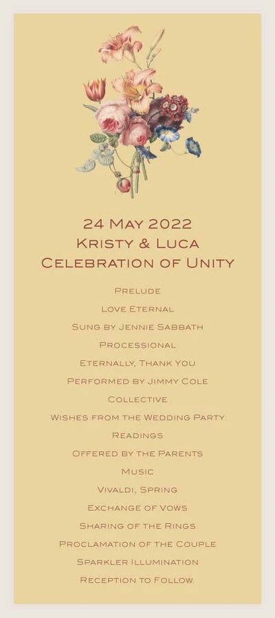 Template Elegant Floral Wedding Program Poster Template