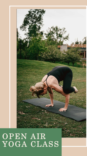 Outdoor Yoga Class Promotional Poster Olive Green