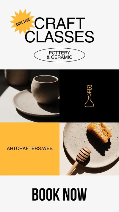 Template Online Pottery Class Ad in Black and Yellow