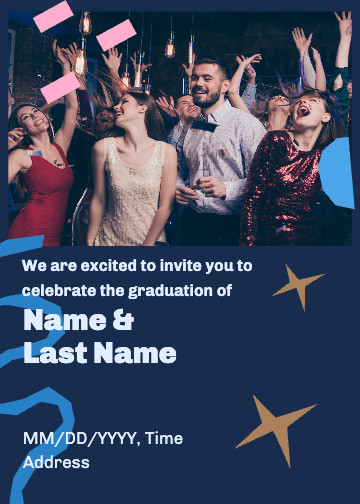 Navy Blue Graduation Party Invitation Post