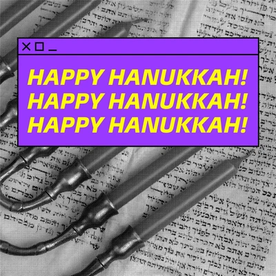 Template Vibrant Purple Hanukkah Celebration Ad Design