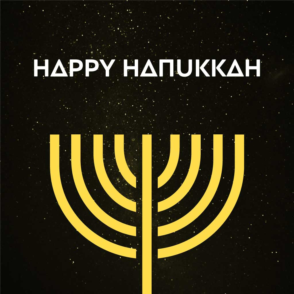 Template Happy Hanukkah Celebration Black Gold Poster