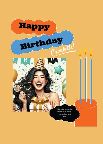 Cheerful Blue and Orange Birthday Post Template