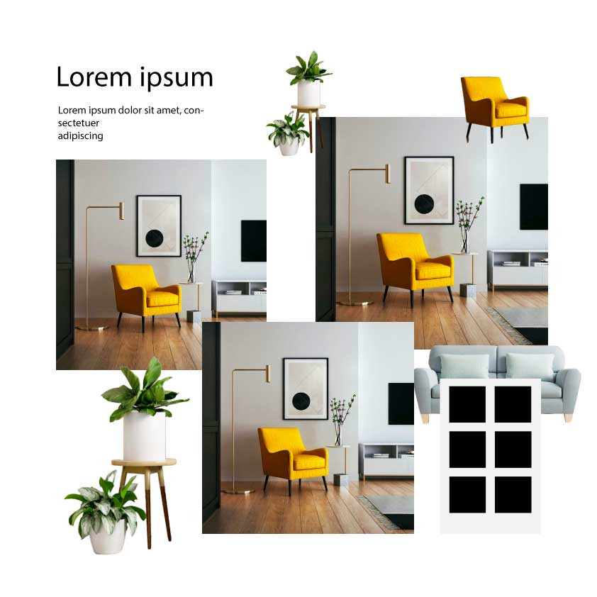 Template Modern Home Decor Poster with Yellow Highlights