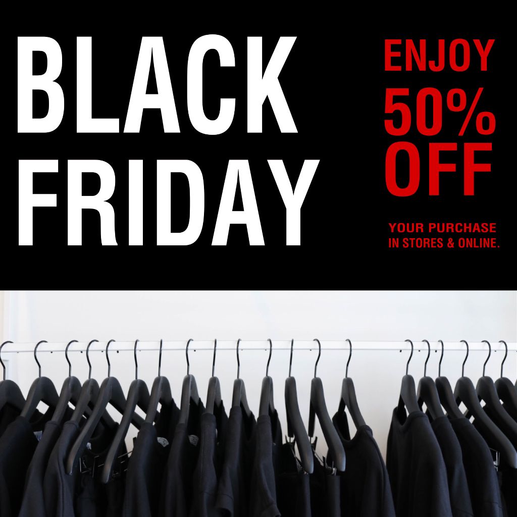 Black Friday Sale Event Poster Template Red and Black