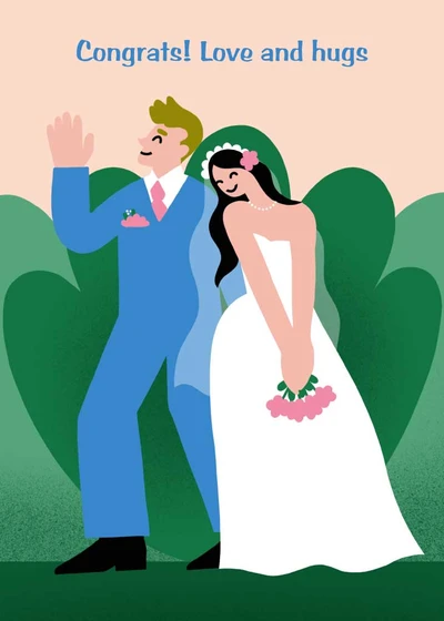 Template Cheerful Wedding Celebration Postcard Template